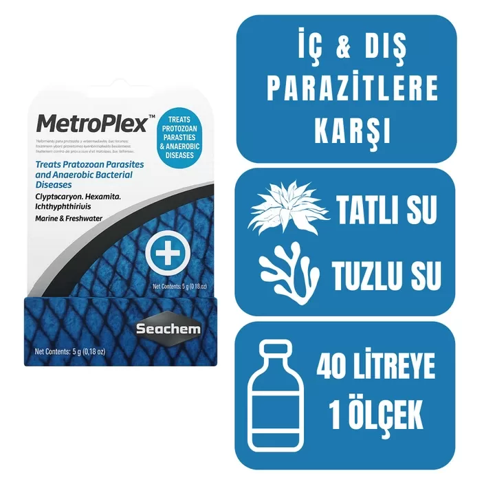 Seachem Metroplex 5 gr Balık Parazit İlacı (İç & Dış Enfeksiyon)