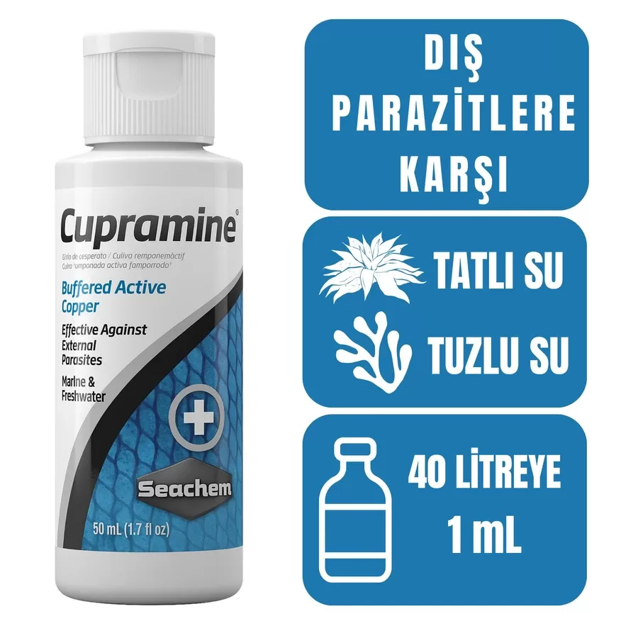 Seachem Cupramine 50 ml Dış Parazit Balık İlacı