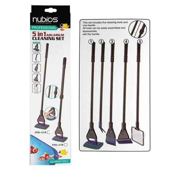 NUBİOS Akvaryum Temizleme Seti 5 Fonksiyonlu